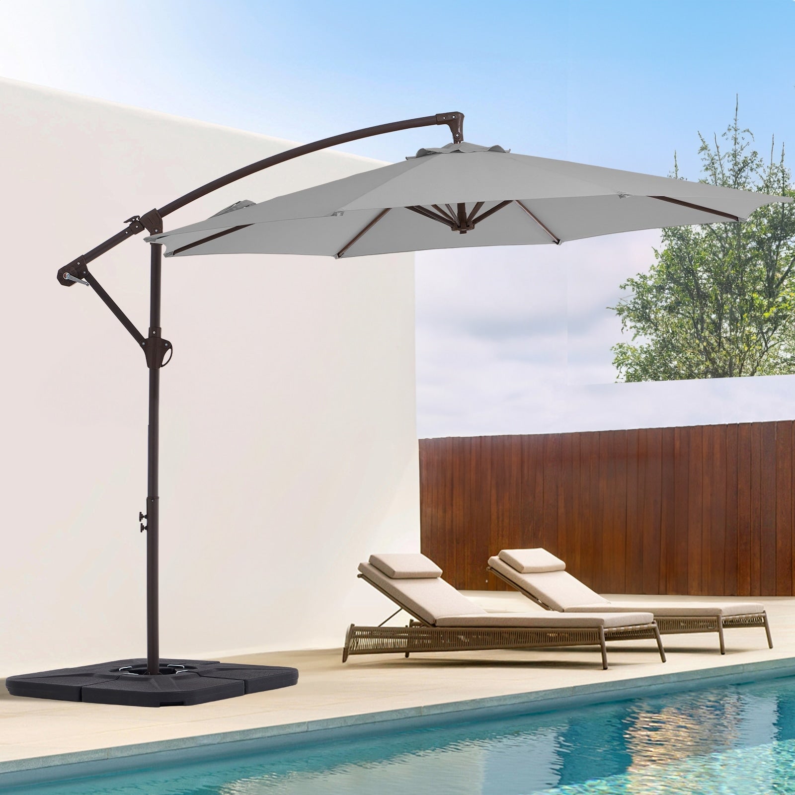 10ft Steel Crank Lift Hanging Offset Cantilever Umbrella