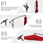 10ft Steel Crank Lift Hanging Offset Cantilever Umbrella