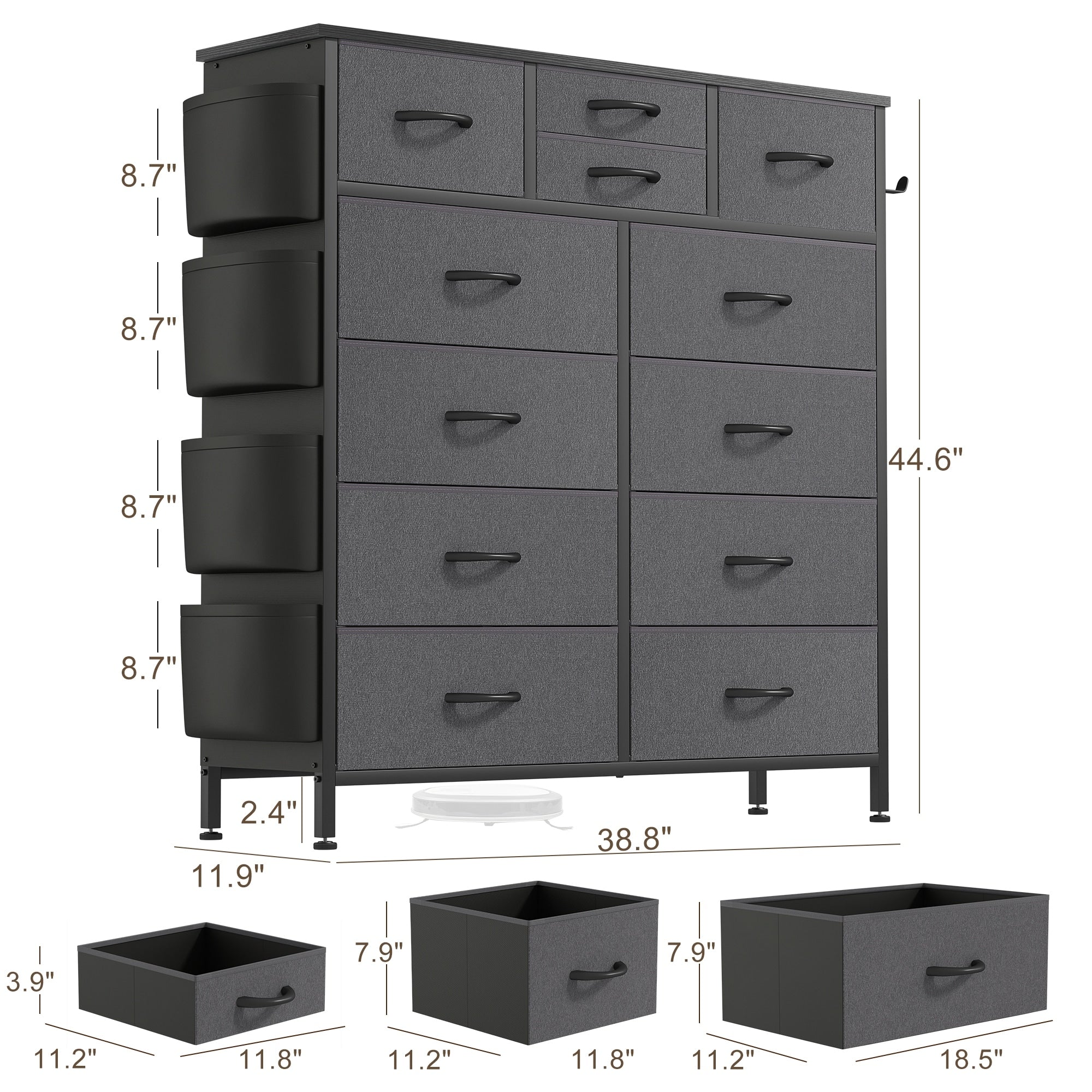 12 Drawer Dresser Fabric Tall Dressers for Bedroom Chest of Drawers