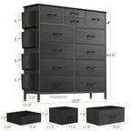 12 Drawer Dresser Fabric Tall Dressers for Bedroom Chest of Drawers