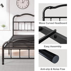 14 In High Heavy Duty Metal Bed Frame with Vintage Style, Supports Up To 2500lbs, Easy Assembly and No Squeak