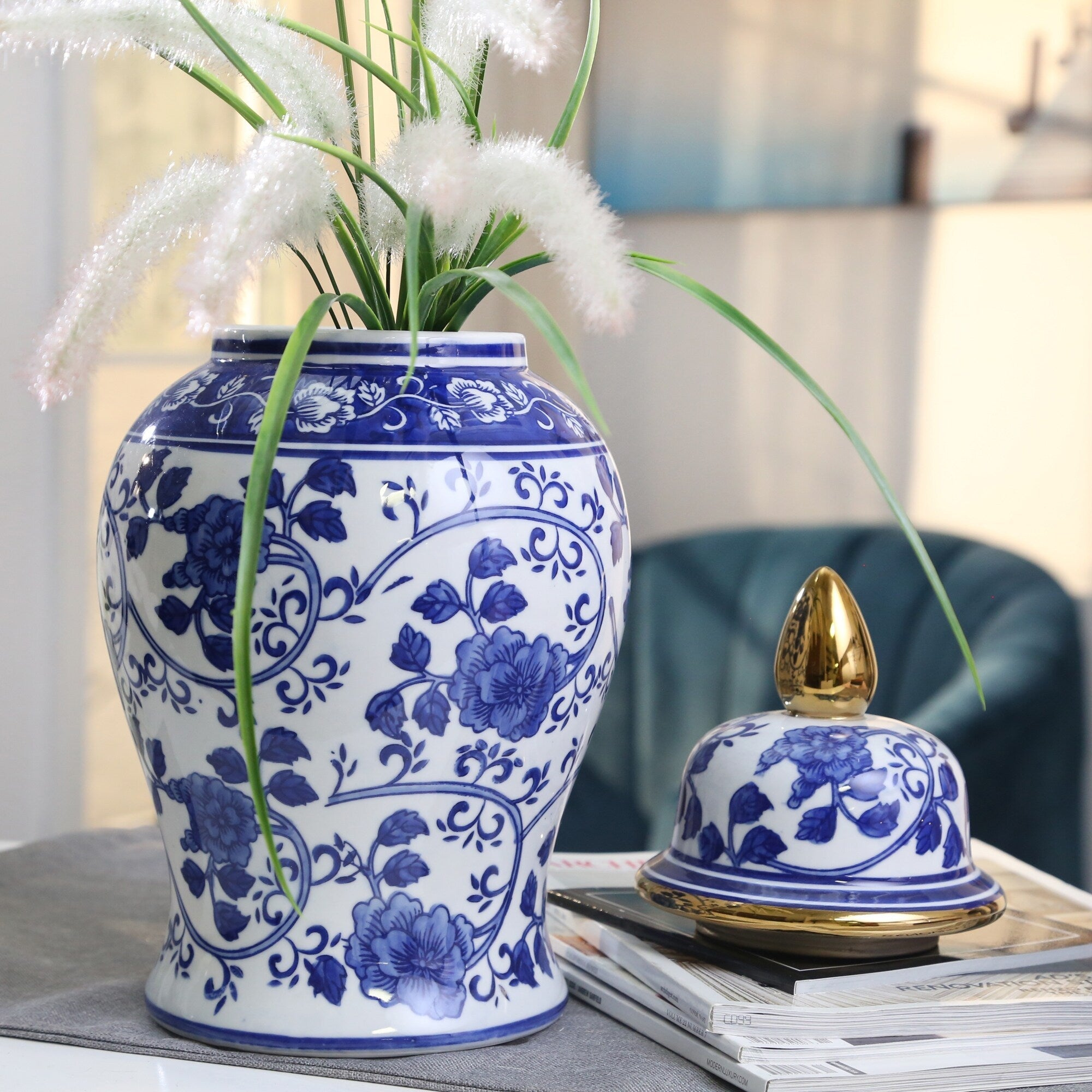 Sagebrook Home Patterned Eclectic Temple Jar with Lid