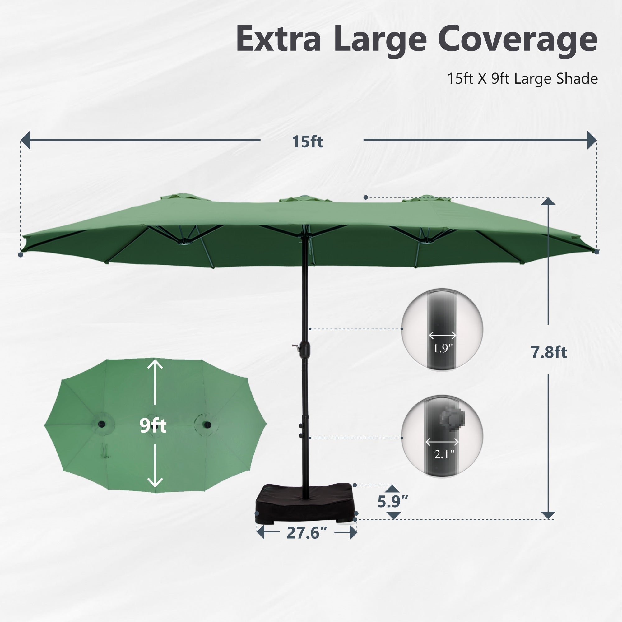 MAISON ARTS 15ft Double-Sided Patio Extra Large Twin Umbrella with Base Included