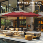 MAISON ARTS 15ft Double-Sided Patio Extra Large Twin Umbrella with Base Included