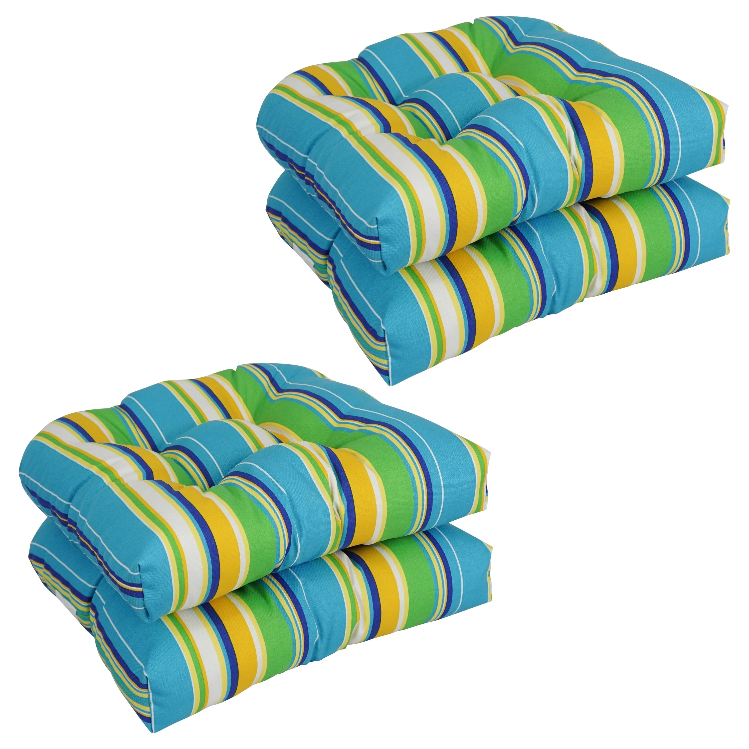 19-inch Rounded Back Indoor/Outdoor Chair Cushions (Set of 4) - 19 x 19