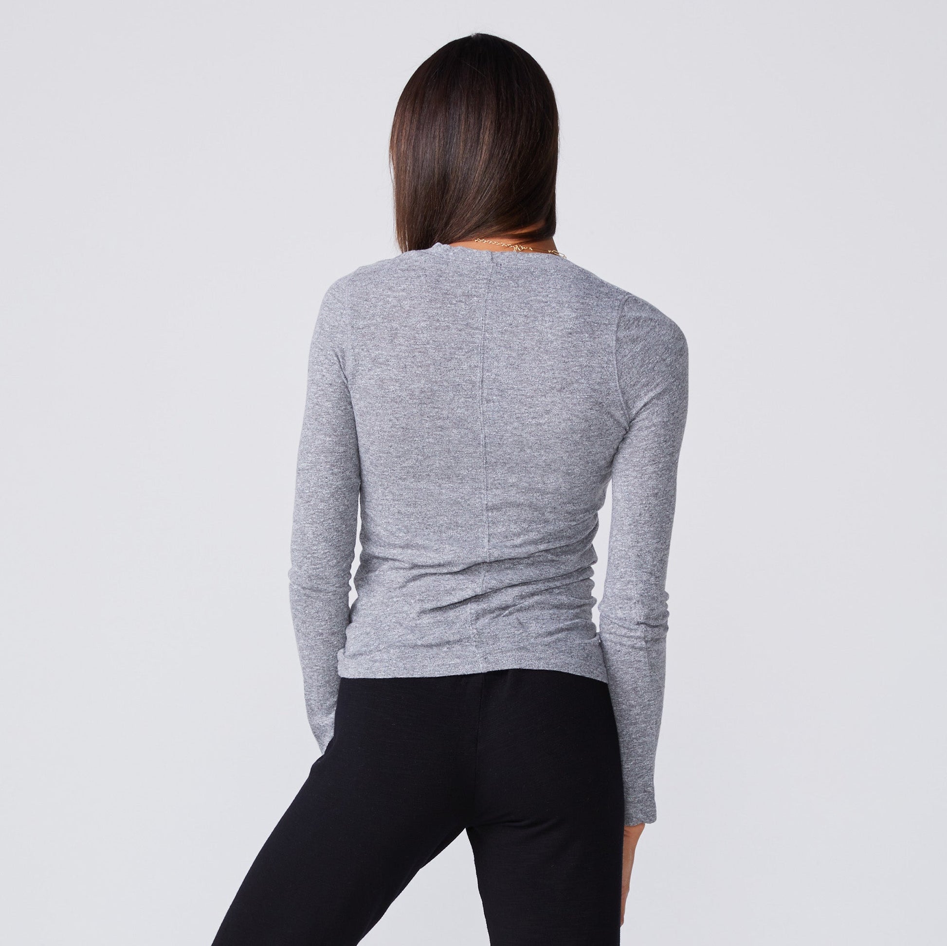 Textured Tri-Blend Fitted Long Sleeve Crew