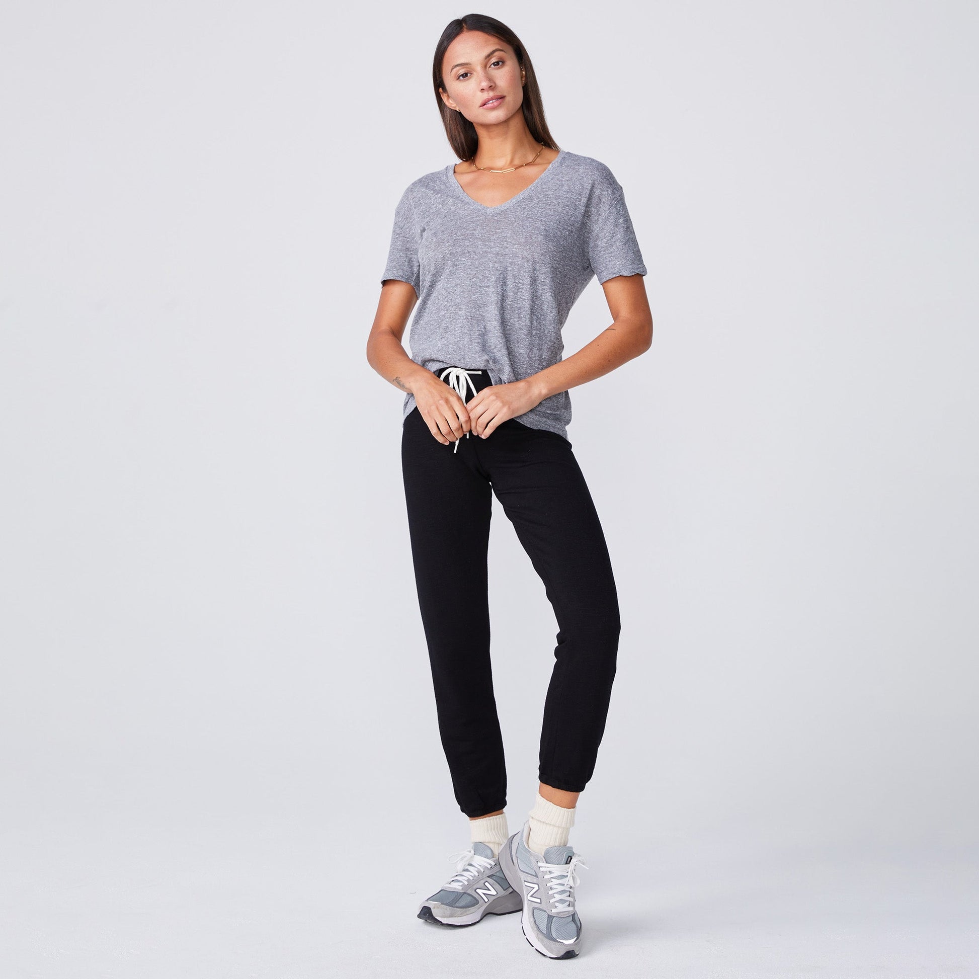 Textured Tri-Blend Relaxed V Neck Tee