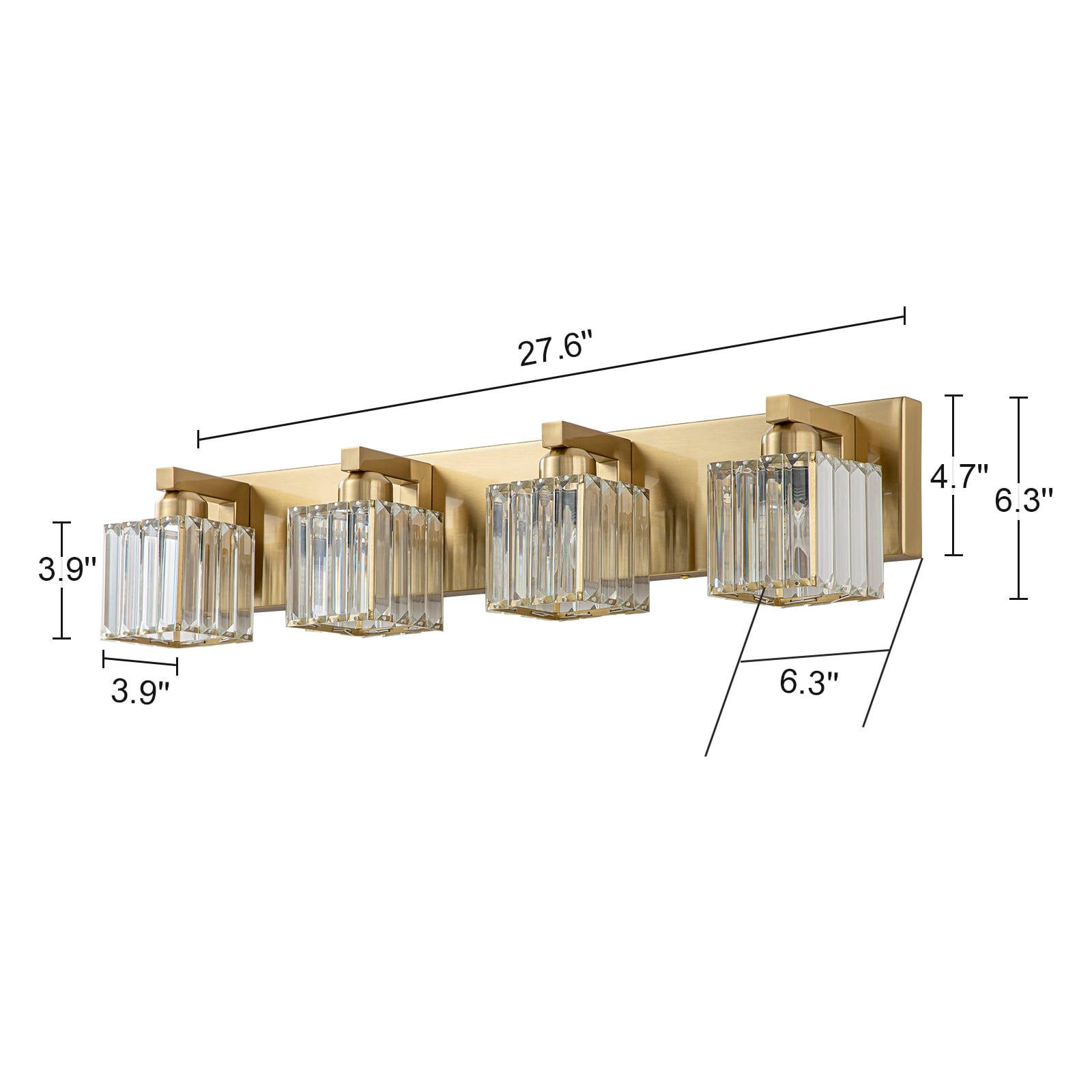 2/3/4/5 Light Bathroom Vanity Light Wall Sconce with Crystal Shade