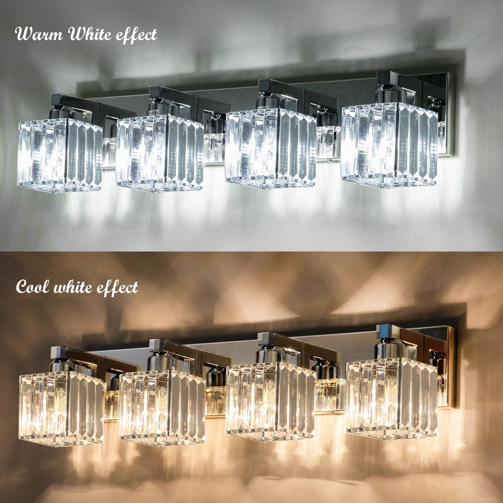 2/3/4/5 Light Bathroom Vanity Light Wall Sconce with Crystal Shade