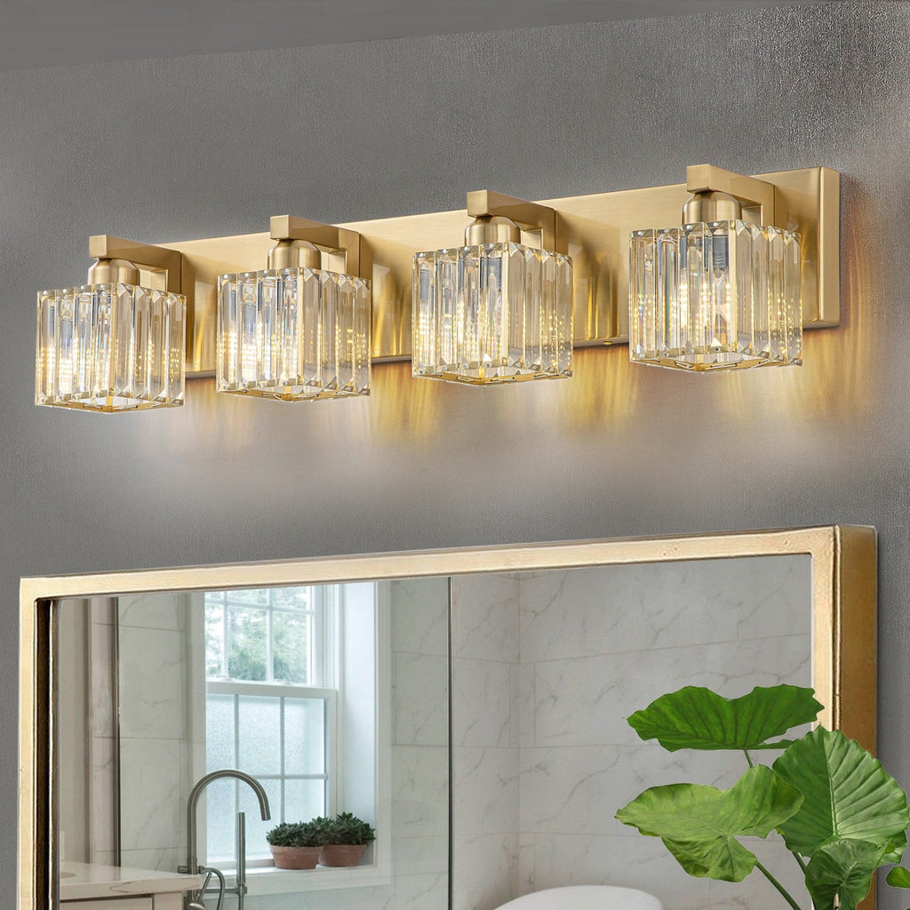 2/3/4/5 Light Bathroom Vanity Light Wall Sconce with Crystal Shade