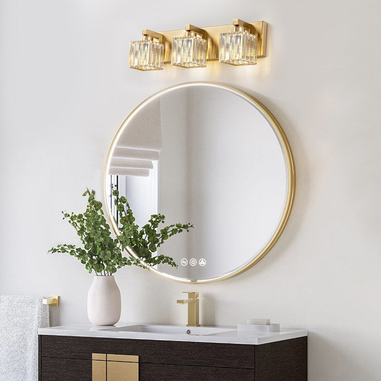 2/3/4/5 Light Bathroom Vanity Light Wall Sconce with Crystal Shade