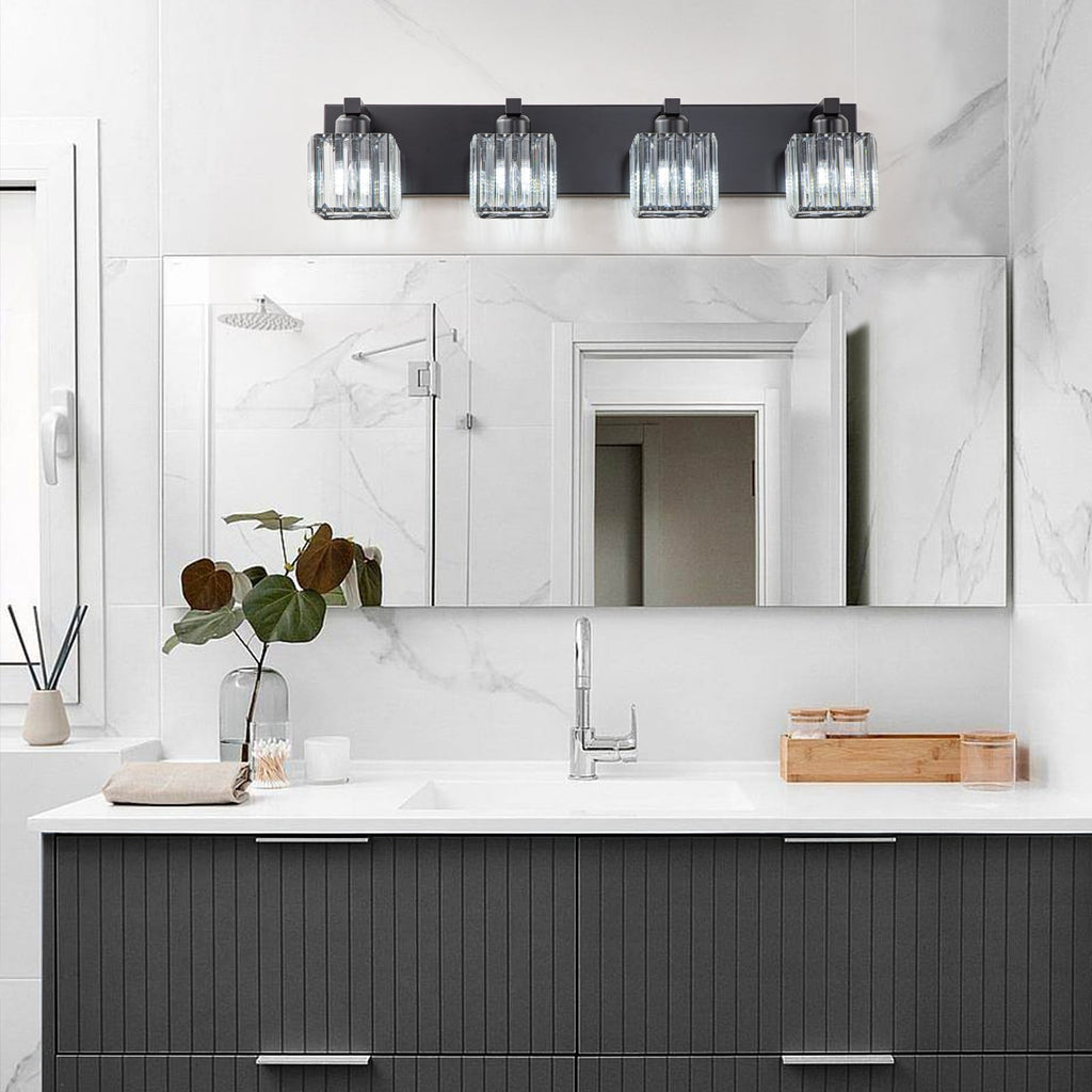 2/3/4/5 Light Bathroom Vanity Light Wall Sconce with Crystal Shade
