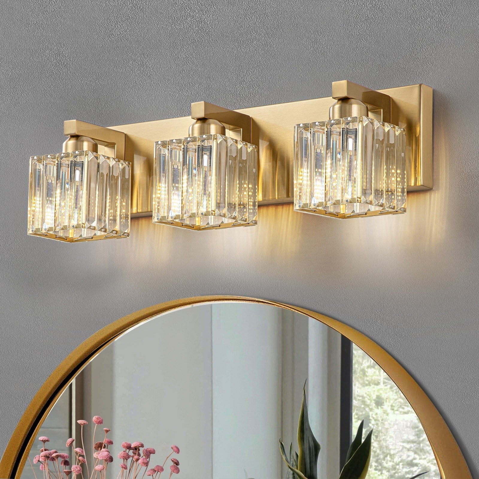 2/3/4/5 Light Bathroom Vanity Light Wall Sconce with Crystal Shade