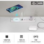 2 Drawers LED Nightstand Wireless Charging Station Pull-Out Shelf