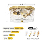 2-Light Flush Mount Ceiling Light with Clear Hammered Glass