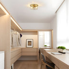 2-Light Flush Mount Ceiling Light with Clear Hammered Glass