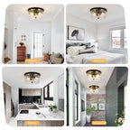2-Light Flush Mount Ceiling Light with Clear Hammered Glass