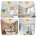 2-Light Flush Mount Ceiling Light with Clear Hammered Glass