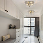 2-Light Flush Mount Ceiling Light with Clear Hammered Glass
