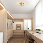 2-Light Flush Mount Ceiling Light with Clear Hammered Glass