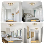 2-Light Flush Mount Ceiling Light with Clear Hammered Glass