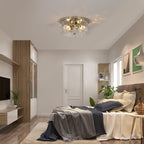 2-Light Flush Mount Ceiling Light with Clear Hammered Glass