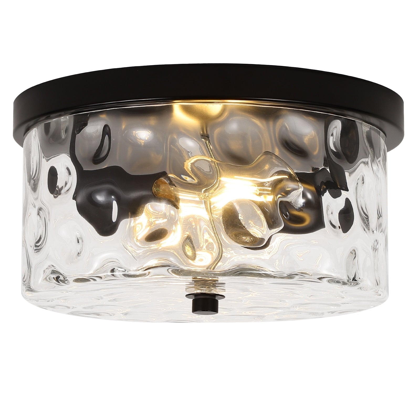 2-Light Flush Mount Ceiling Light with Clear Hammered Glass