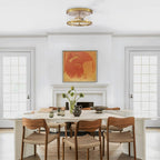 2-Light Flush Mount Clear Glass Ceiling Light with Metal Frame