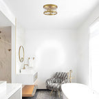 2-Light Flush Mount Clear Glass Ceiling Light with Metal Frame