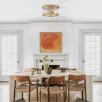 2-Light Flush Mount Clear Glass Ceiling Light with Metal Frame