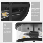 2-Light Flush Mount Clear Glass Ceiling Light with Metal Frame