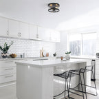 2-Light Flush Mount Clear Glass Ceiling Light with Metal Frame