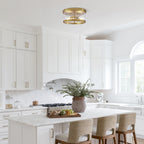 2-Light Flush Mount Clear Glass Ceiling Light with Metal Frame