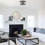 2-Light Flush Mount Clear Glass Ceiling Light with Metal Frame