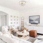 2-Light Flush Mount Clear Glass Ceiling Light with Metal Frame