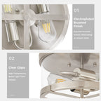 2-Light Flush Mount Clear Glass Ceiling Light with Metal Frame