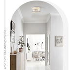 2-Light Flush Mount Clear Glass Ceiling Light with Metal Frame