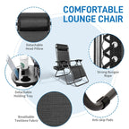2-Piece Zero Gravity Lounge Chair Portable Folding Chairs with Cup Holder