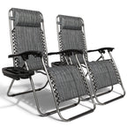 2-Piece Zero Gravity Lounge Chair Portable Folding Chairs with Cup Holder