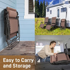 2-Piece Zero Gravity Lounge Chair Portable Folding Chairs with Cup Holder