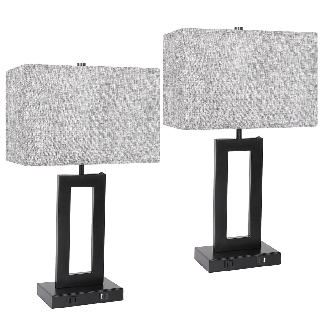 22 Gray USB Table Lamp Set With Touch Control