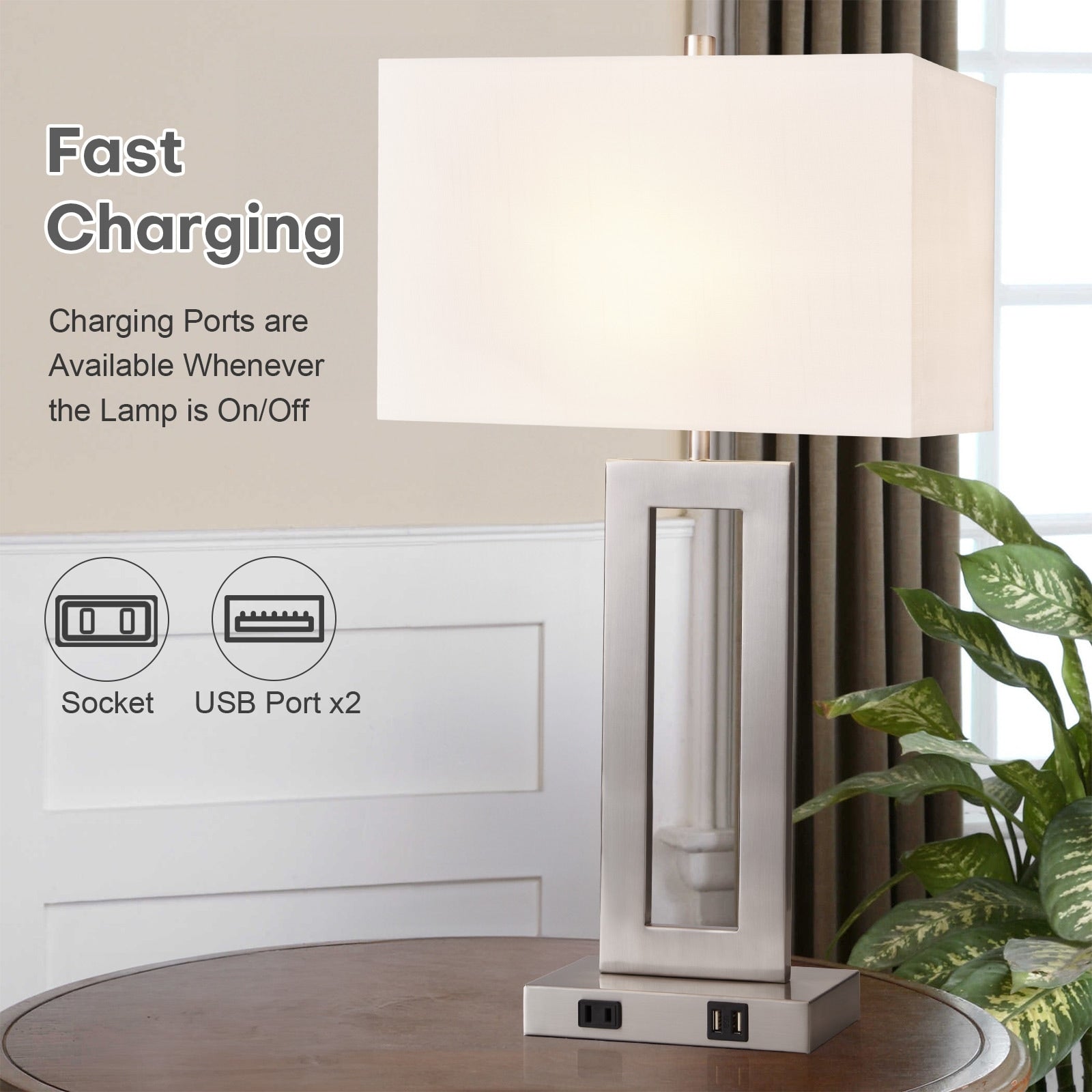 22 Gray USB Table Lamp Set With Touch Control