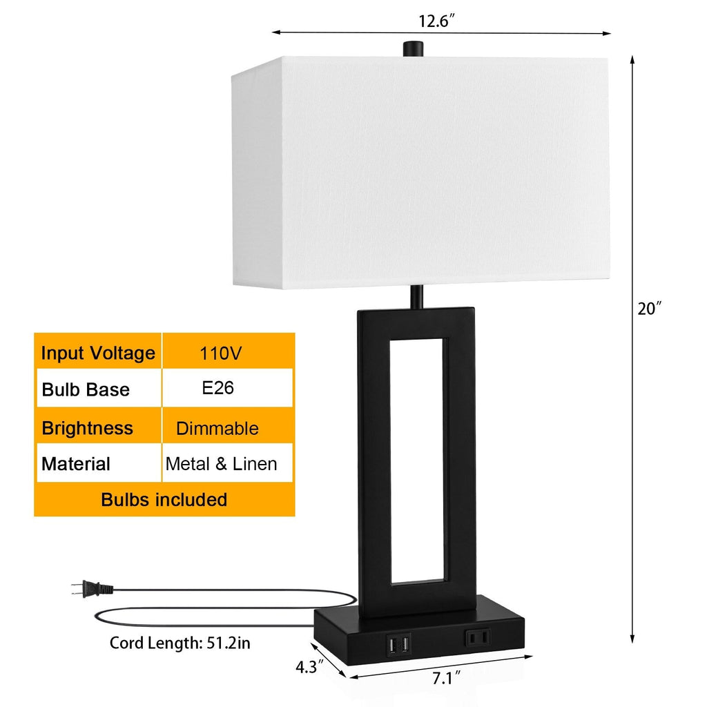 22 Gray USB Table Lamp Set With Touch Control