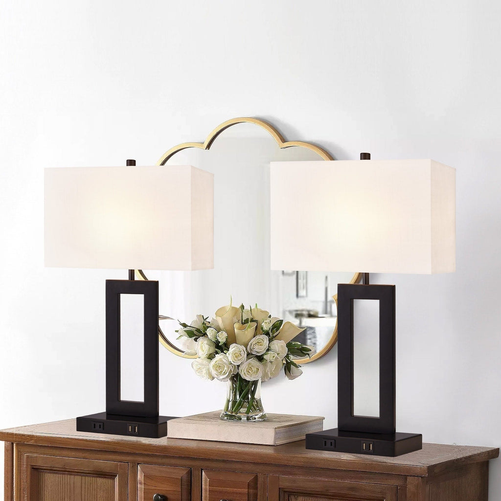 22 Gray USB Table Lamp Set With Touch Control