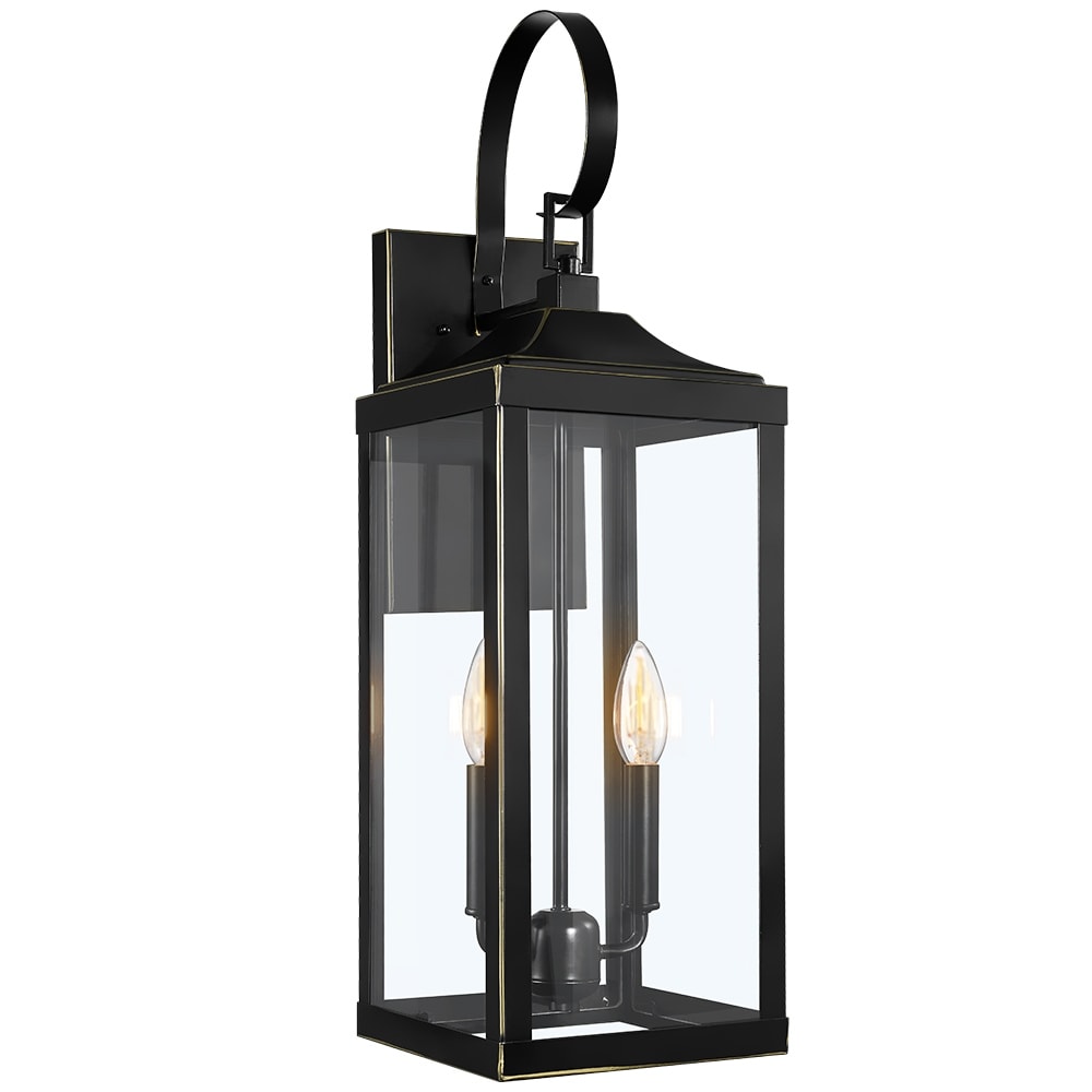 25.7H 2-Light Large Outdoor Bronze Exterior Wall Lantern Sconce Light