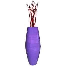 Uniquewise Tall Cylinder Bamboo Floor Vase Decorative Accent for Hotel Lobbies and Spa, Perfect Decor for Living Room or Hallway