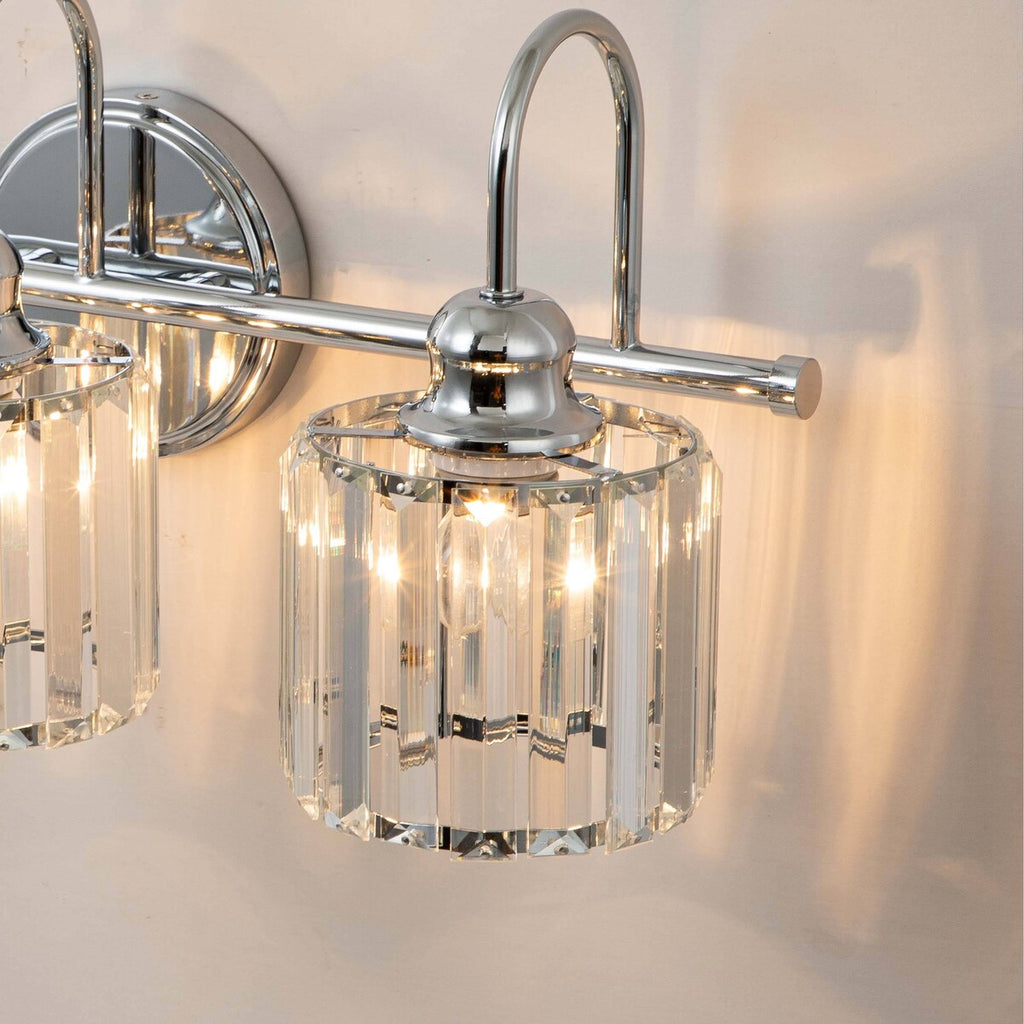 3/ 4-Light Modern Glam Crystal Dimmable Bathroom Vanity Light Linear Wall Light
