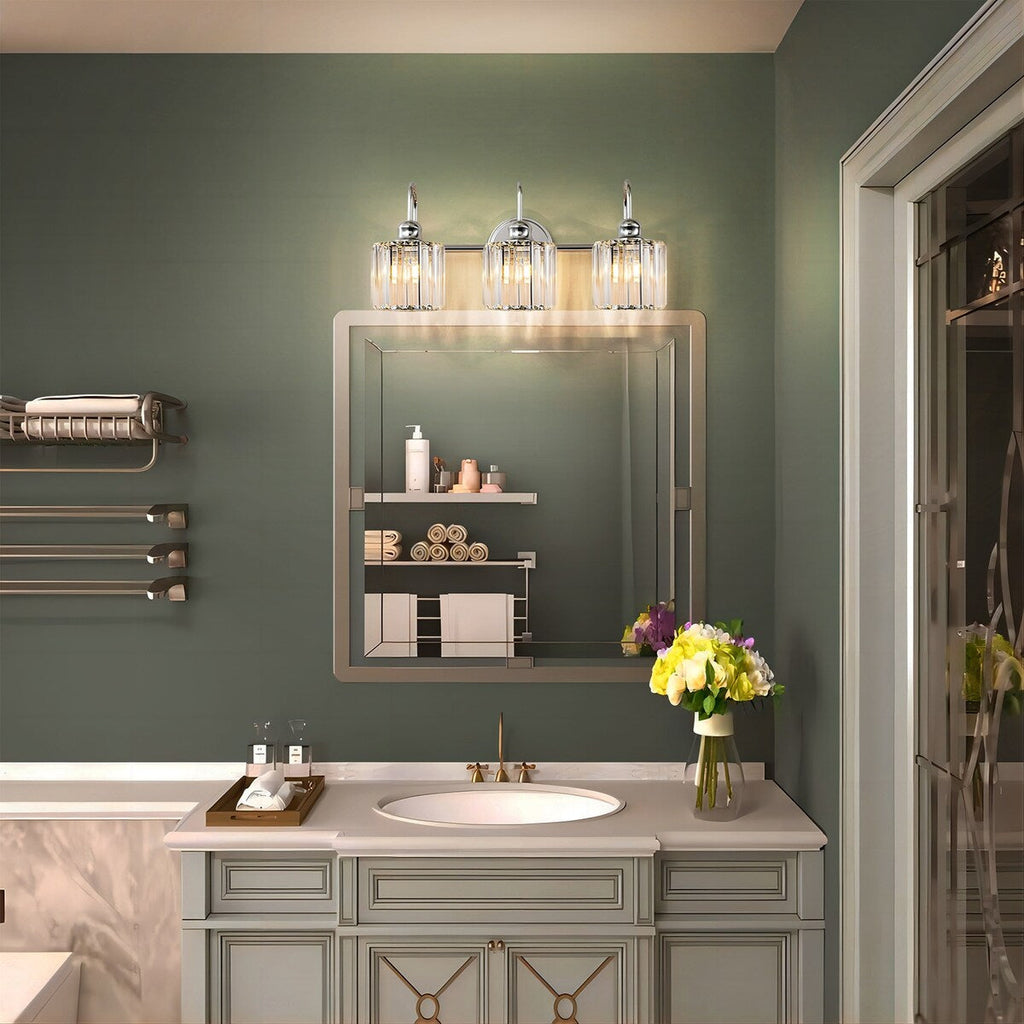 3/ 4-Light Modern Glam Crystal Dimmable Bathroom Vanity Light Linear Wall Light