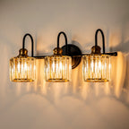 3/ 4-Light Modern Glam Crystal Dimmable Bathroom Vanity Light Linear Wall Light