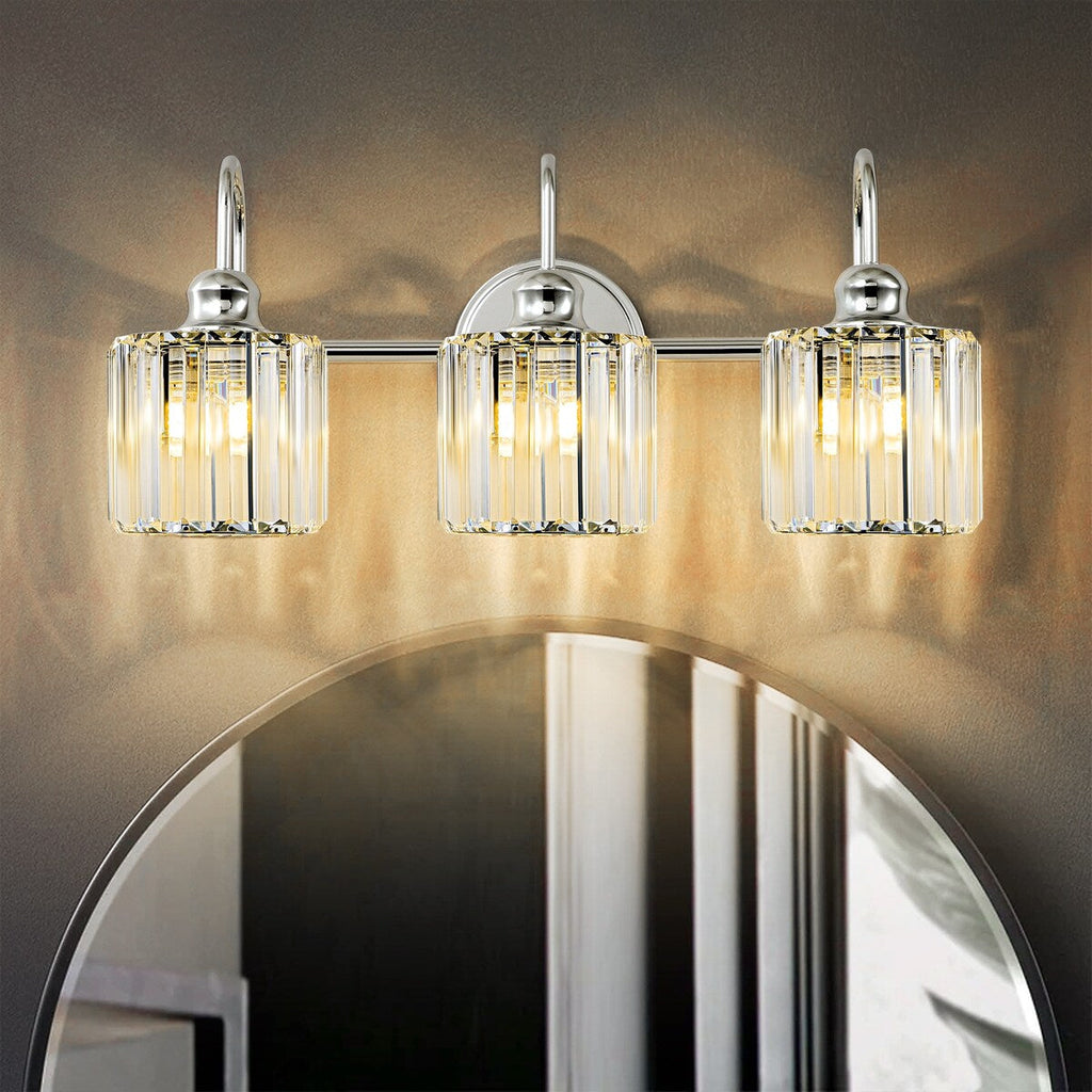 3/ 4-Light Modern Glam Crystal Dimmable Bathroom Vanity Light Linear Wall Light